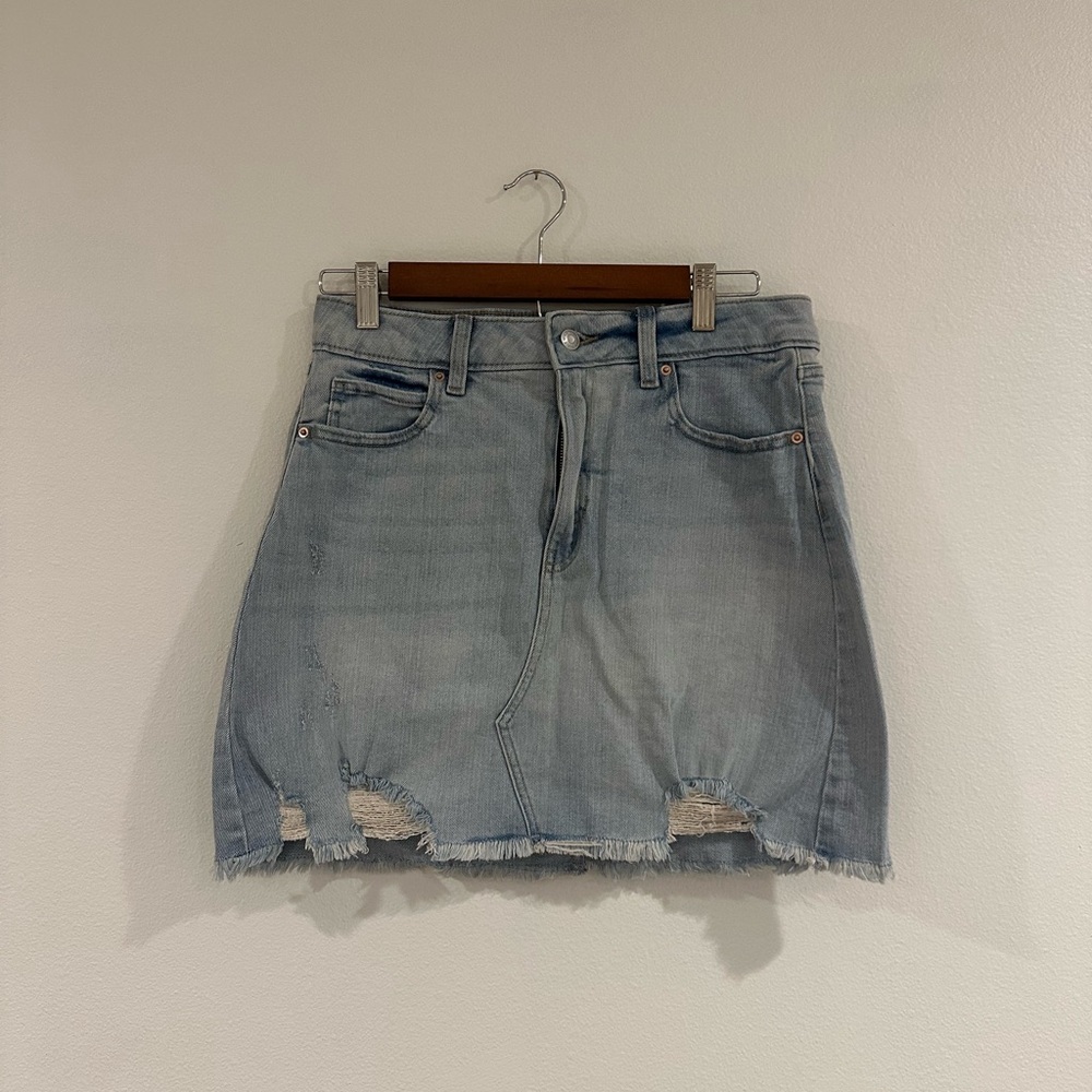 Wild Fable Light Blue Distressed Mini Skirt